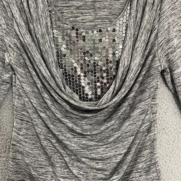 KEREN hart Gray Metallic Women S‎ Sequined Plunge Blouse - Picture 3 of 9